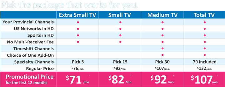 Shaw Direct Satellite TV Plans. All plans include provincial channels, US Networks and sports!